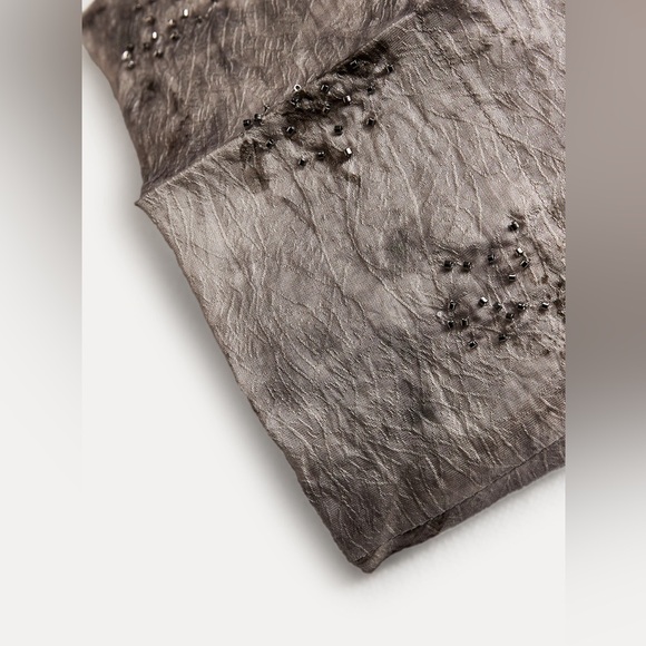 NWT. Zara ZW Collection Brown/Gray-Brown Embroidered Pants. Size XS. - Picture 6 of 11